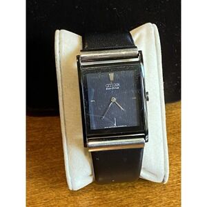 Citizen Eco-Drive Rectangular Dress Watch B023 –SO69165 Black Leather Runs Well
